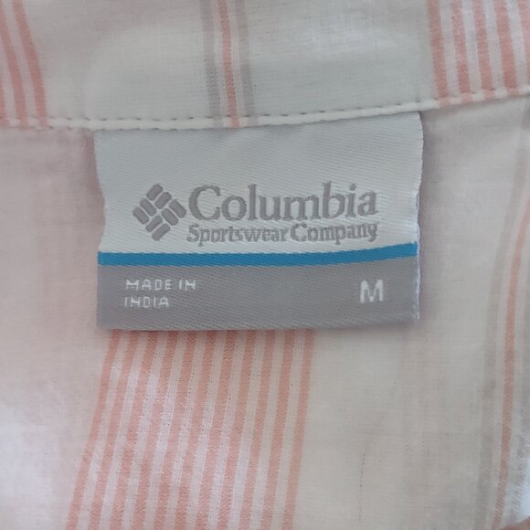 Columbia Women's Pink Plaid Button Down Shirt - MEDIUM - Picture 5 of 6